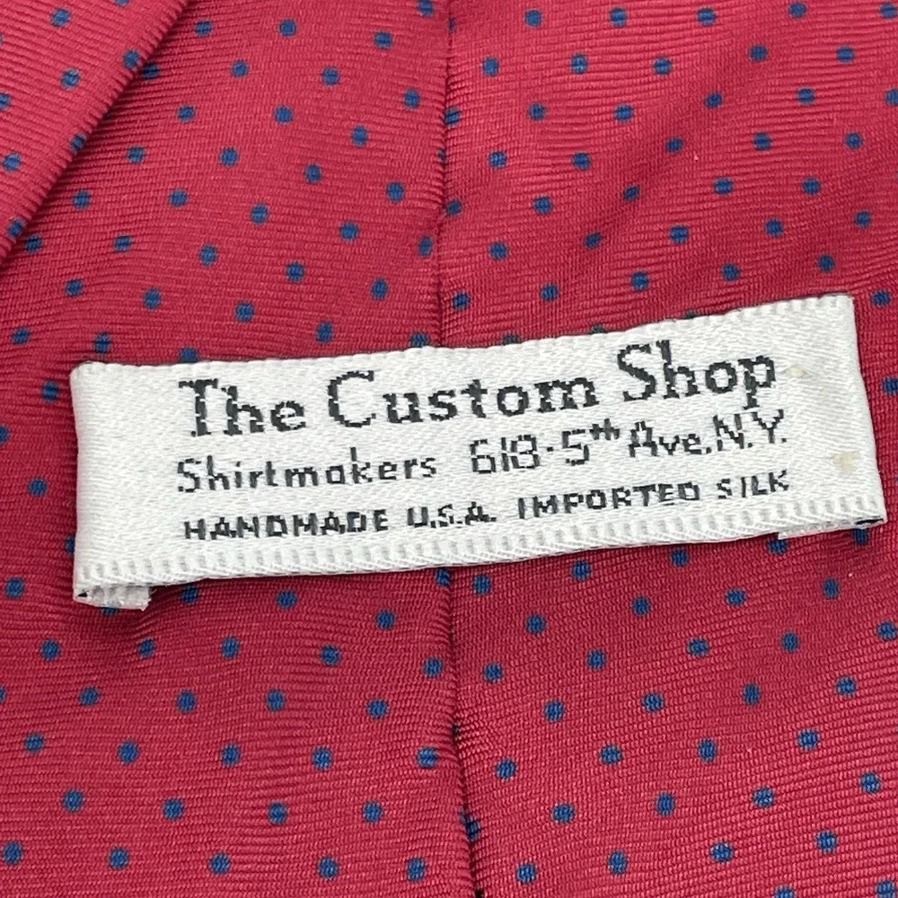 The Custom Shop Tie Handmade Silk USA Red‎ Blue VTG 3 5/8x56